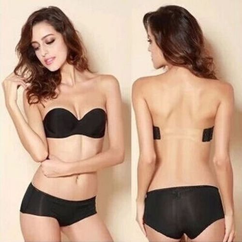 Backless and strapless push up bra, Black