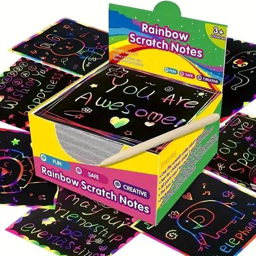 Generic 125 Scratch-Off Pad Cards Rainbow Scratch-Off Mini Art Notes ...