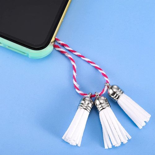 100Pcs Faux Leather Suede Tassel Keychain Tassels Leather Pendants