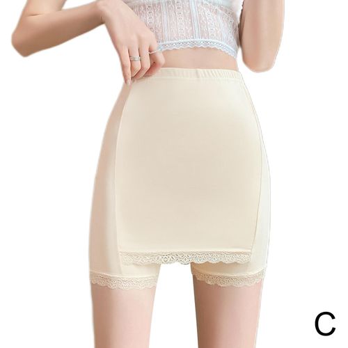 Fashion (skin Color L)Women Double Layer Safety Pants Tummy Control  Slimming Underpants Lace Summer Shorts Double Layer Seamless Skirt Shorts  Sho F7R5 DOU