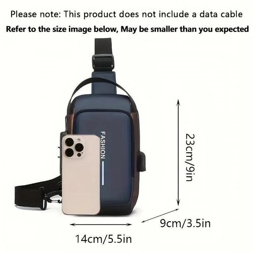 product_image_name-Fashion-Durable Oxford Fabric Men's Sling Bag - Stylish Motorcycle Crossbody Chest Pack with Phone Pocket, Zip Closure for Daily Commute - Blue-3