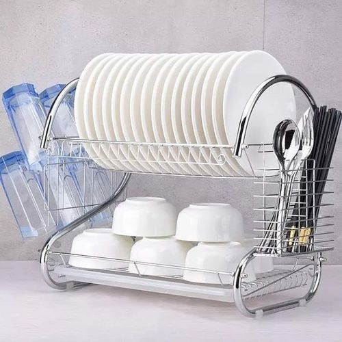 Generic Strong Plastic Double Layer Dish Rack/ Drainer With Cover