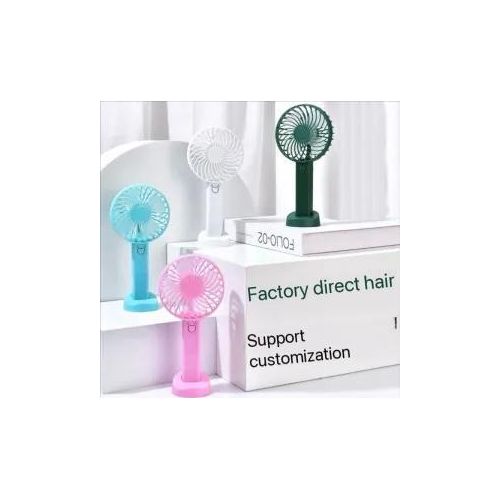 Generic Mini Portable Rechargeable Handheld Fan with Desktop Stand - USB Charging 3 Speed Settings 4 Colours