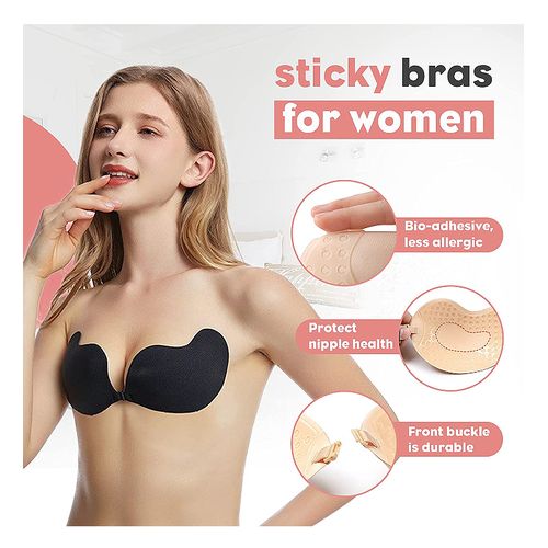 Women's Silicone Non-Wired Stick-On Bra, Adhesive Invisible