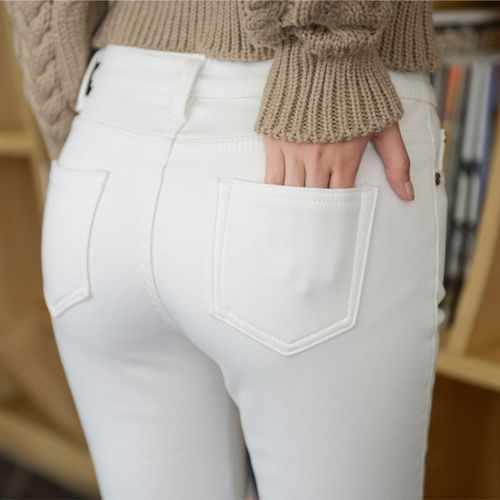 Fashion (Khaki)Candy Colors Thick Winter Pants Female Korean