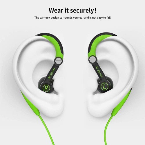 Mucro Type-C Plug In-Ear Sport Earhook Wired Stereo Headphones - Green - image 4