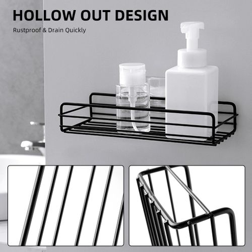 1pc White Strong Adhesive Shower Caddy Wall Mounted Bathroom Storage Rack,  No Drilling Required - Suitable For Shower Room, Bathroom