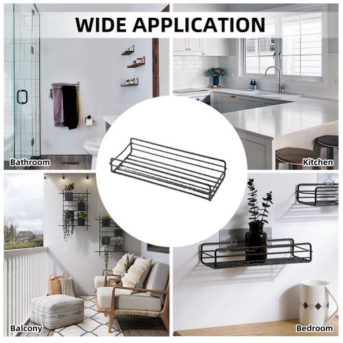 1pc No-drilling Storage Rack For Bathroom, Adhesive Wall-mounted Shower Gel  & Shampoo Holder, Can Be Used In Living Room, Black/white