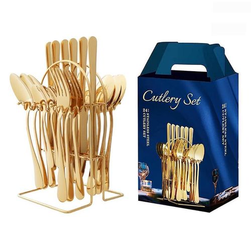 product_image_name-Generic-24-Piece Stainless Steel Cutlery Set (Gold Finish)-3