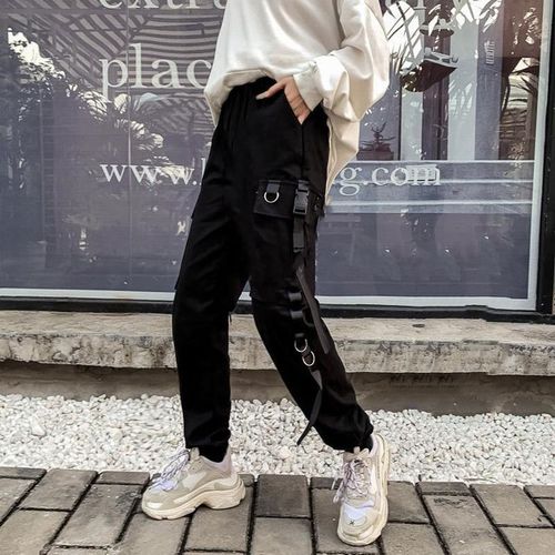 Fashion Girl Cargo Pants Women Punk Pockets Jogger Trousers With Chain 2022  Hot Pants