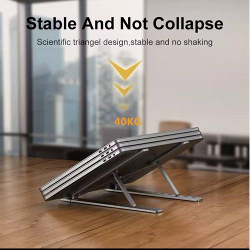Generic Portable Aluminum Laptop Stand – Height Adjustable & Foldable Ergonomic Notebook Holder for Desk - image 2