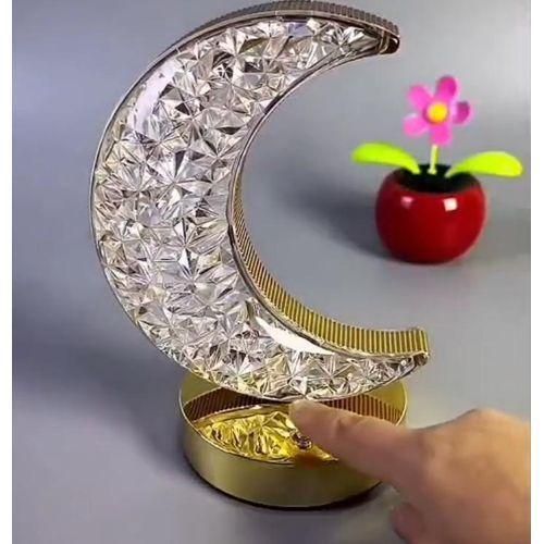 Generic Crystal touch dimming night led light  moon shape lamp home decor - image 2