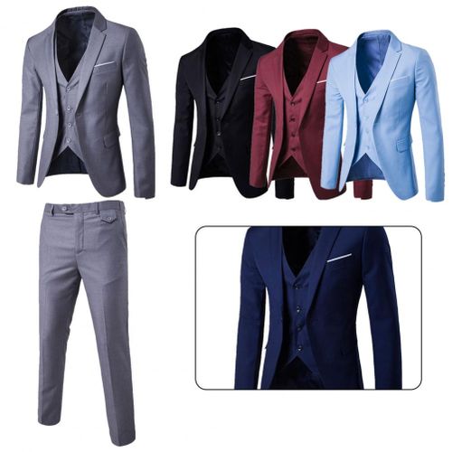 Fashion 1 Set Men Suit Slim Single-breasted Korean Style Blazer Zipper ...