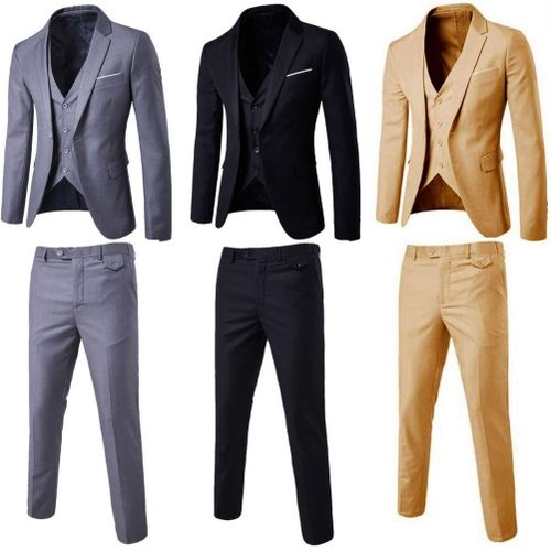 Fashion 1 Set Men Suit Slim Single-breasted Korean Style Blazer Zipper ...