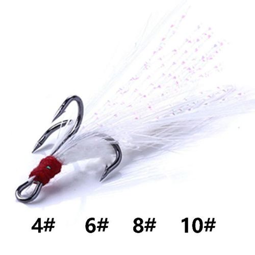 Generic 20pcs/lot Fish Hook 4-10 Fishing Hook With Colors Feather