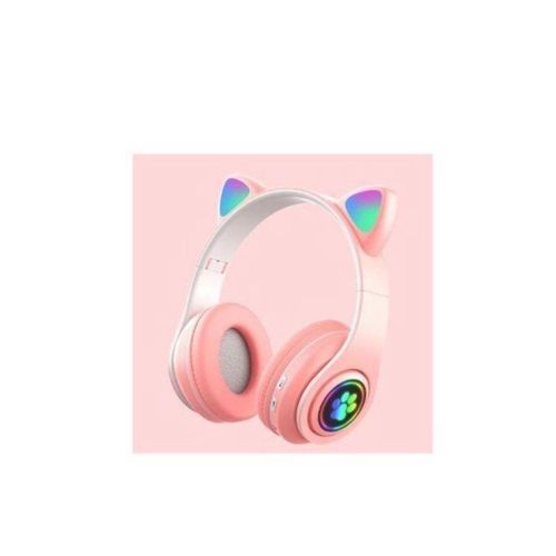 Cat Pinky Ear Wireless Bluetooth 5.0 Stereo Foldable Headset-pink