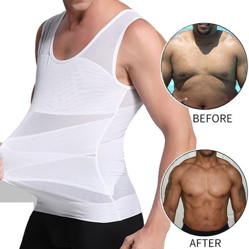 Mens Slimming Body Shaper Vest Shirt Chest Compression Muscle Tank