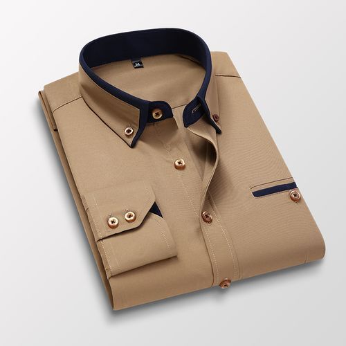 Fashion Classic Quality Long Sleeve Office Plain Men'S Shirts Brown | Jumia  Nigeria