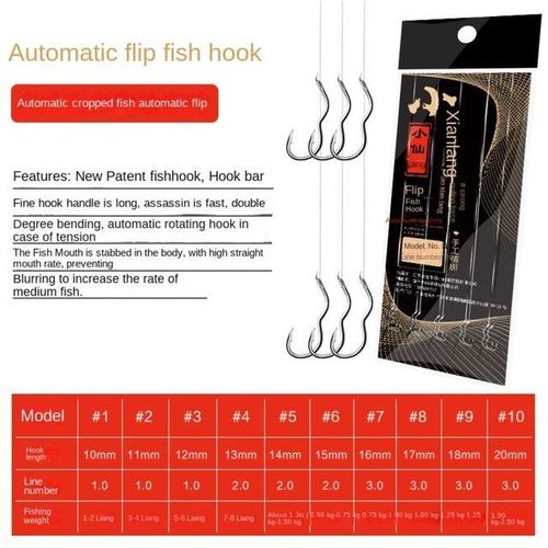 Generic 10pcs/pack High Carbon Steel Fishing Hook Tie The Sub Line Double  Hook Sharp Barbed Automatic Flip Fishhook For Carp Fishing