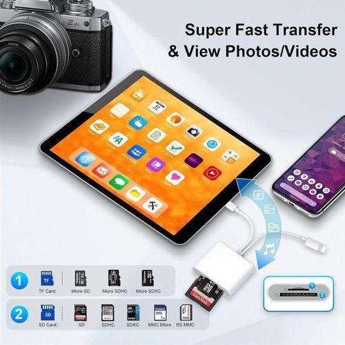 Generic 4 in 1 SD Card Reader for iPhone, iPad, USB C and Lightning Dual Port SD Card Adapter, Memory Card Reader for Camera Adapter, - image 4