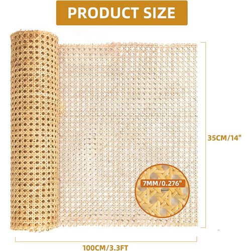 14 Width Cane Webbing Rattan Webbing Roll 3.3Ft Natural Rattan