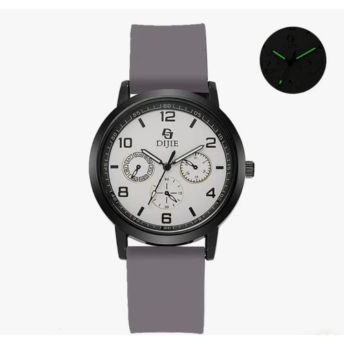 product_image_name-Fashion-Quality Black Rimmed Silicon Strap Men Wristwatch-Grey-1