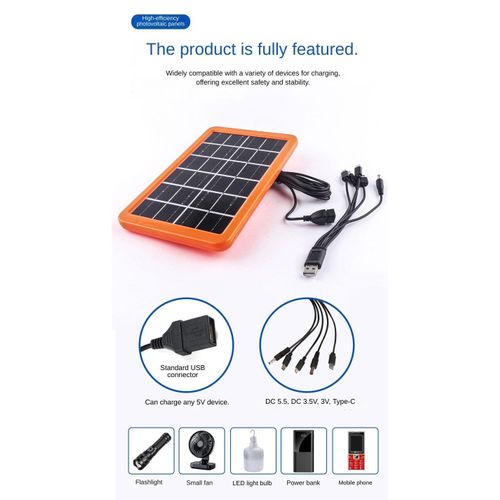 Generic Solar charging panel(6V,8W) for Mobile phone with USB interface, one-to-five charging interface,With Voltage Regulator - image 4