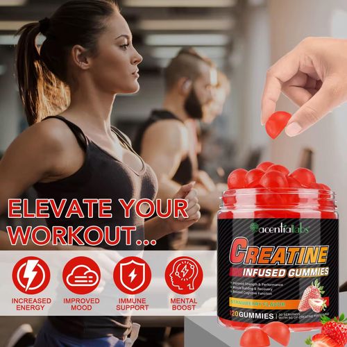 acentialabs Creatine Monohydrate Gummies 5G (120 Gummies) - Muscle Building & Recovery - Improved Strength & Performance - Boosted Cognitive Function - image 3