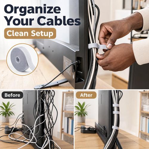 Generic 3m Green Self-Adhesive Hook & Loop Cable Organizer Tape，Reusable Home Office - image 3