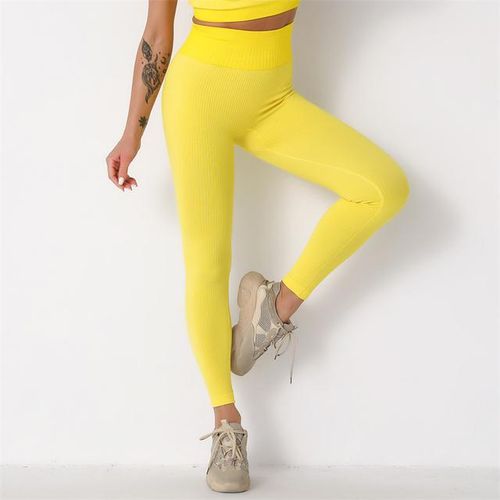 Generic Seamless Fitness Leggings For Women High Elastic Striped