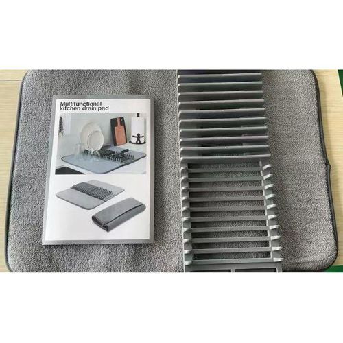 Generic Foldable Absorbent Kitchen Dish Drying Mat - With Dish/Plate Rack - image 2