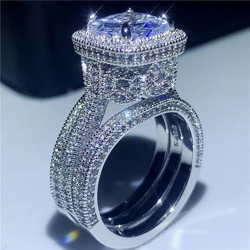 Fashion 2022 Luxury Bold Diamond Set For Couples With Plain Band