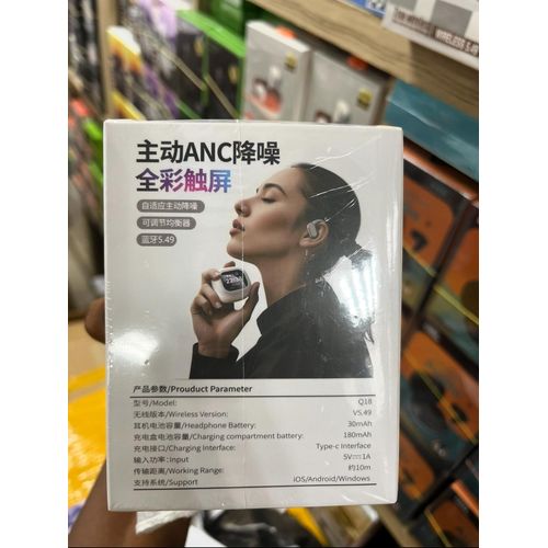 product_image_name-Generic-Q18 BT5.49 Open Ear Earbuds LCD Display ANC & ENC Active Noise Cancelling Headphones Sports Earphone OWS Touch Screen Earbuds ( White-5