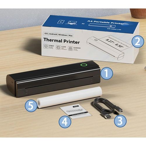 Generic A4 Inkless Thermal Transfer Printer Rechargeable Wireless Portable Printer - image 5