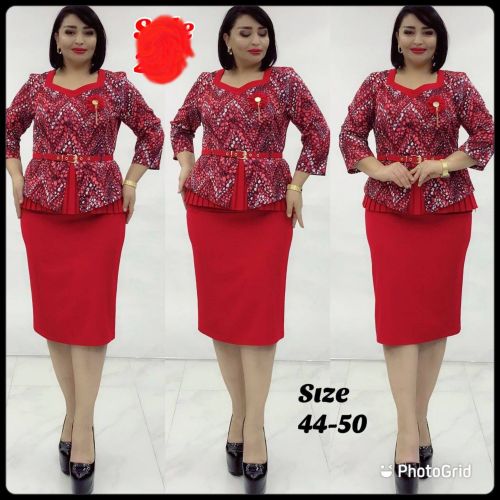 Fashion Turkey Pleated Under Flare Peplum Skirt Suit RED Jumia