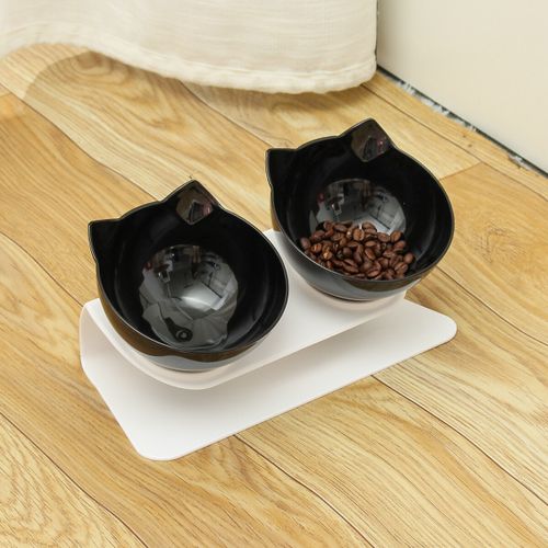 Double Bowls Dog Cat Feeder Elevated Raised Stand Food & Water