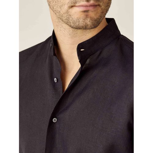 Black Poplin Slim Fit Single Cuff Classic Collar Shirt