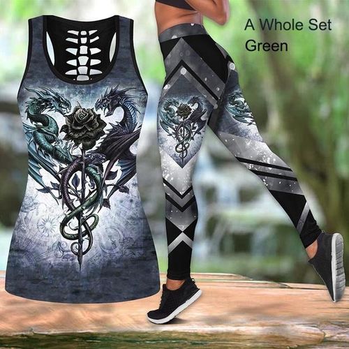 Generic 4 Styles Women's Dragon Vest Print Sleeveless Tank And