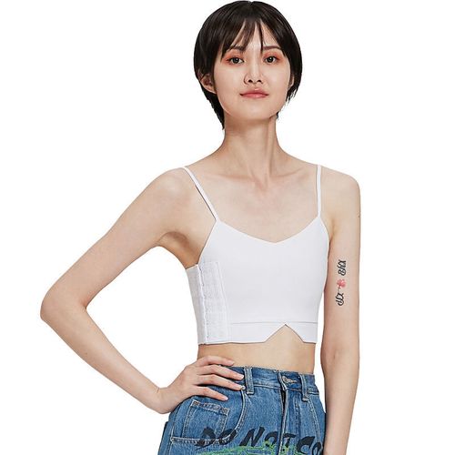 Fashion Women's Spaghetti Strap Vest Chest Binder Tank Top Sports Bra Chest  Binder Elastic Band Strapless Top For Tomboy Trans Lesibian