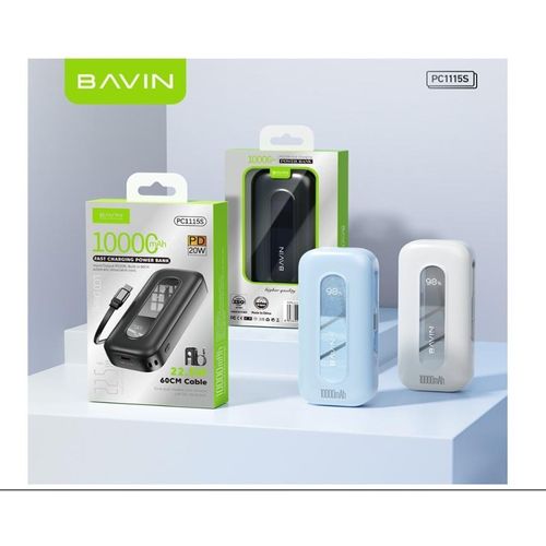 Bavin Original 10000mah Powerbank with stretchable Type-C cable - image 2