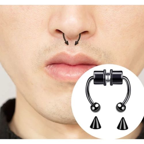 Titanium nose ring 18g screw nostril stud 3mm marquise red or black ge –  Siren Body Jewelry