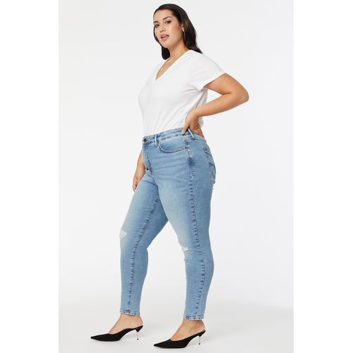 Seven7 Tummyless High-Waisted Distressed Skinny Jeans- Affection Wash