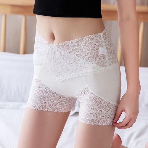 Fashion (White)Safety Shorts Sexy Lace Seamless Shorts High Waist Cotton  Panties Elasticity Boxer Pants Underwear Female Skirt Underpants JIN