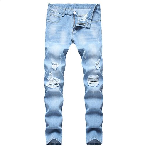Fashion Men's Casual Straight Ripped Large Size New Fashion Denim ...