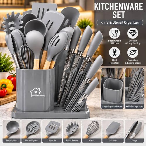 Generic Kitchenware Set With Knife And Utensil Organizer