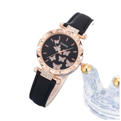 product_image_name-Fashion-Black Butterfly Belt Watch Jewelry Bracelet Necklace Suit-2