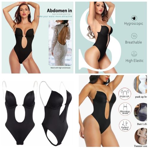 Women Backless Shapewear Plunge V-neck Bodysuit Invisible Body Shaper For  Low Back Dress