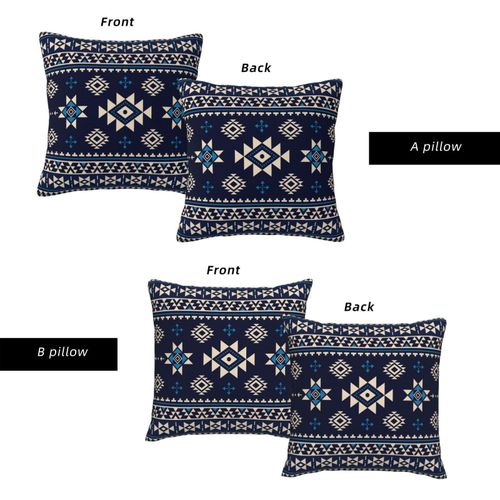 Generic 2-Pack Navy Blue Tribal Geometric Throw Pillow Cases - 45x45cm Decorative Set - image 2