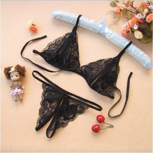 Fashion (black) Lace Transparent Lingerie For Women Bra Set Floral