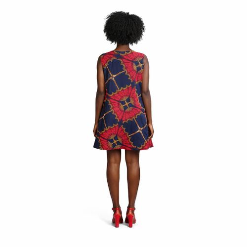 Boltmor Lisa Ankara Sleeveless Kimono Short Dress With Belt - image 2